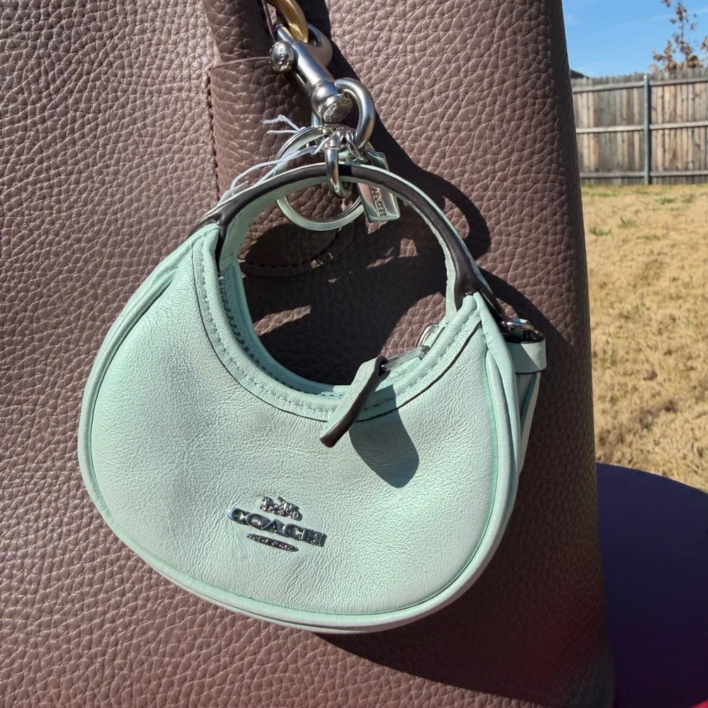 Coach Womens Mini Micro Bag Charm Mint Green Leather Quiet Luxury Coquette Purse